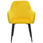 Πολυθρόνα Noor Pakoworld Κίτρινο Βελούδο με Πόδι Μετάλλου σε Μαύρη Απόχρωση 58x58x86εκ