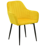 Πολυθρόνα Noor Pakoworld Κίτρινο Βελούδο με Πόδι Μετάλλου σε Μαύρη Απόχρωση 58x58x86εκ