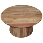 Τραπέζι Σαλονιού Canicule i Pakoworld Μασίφ Ξύλο Ακακίας σε Φυσική Απόχρωση Φ80x40εκ