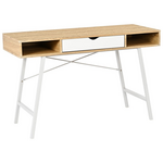 Γραφείο Εργασίας Yamin Pakoworld σε oak Απόχρωση με Πόδι Λευκό Μέταλλο 120x48x76εκ