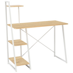 Γραφείο Εργασίας Deckstor Pakoworld με Ραφιέρα σε oak Απόχρωση με Πόδι Λευκό Μέταλλο 102x50x117εκ