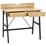 Γραφείο Εργασίας Lione Pakoworld με Συρτάρια σε oak Απόχρωση με Πόδι Μαύρο Μέταλλο 90x50x75εκ