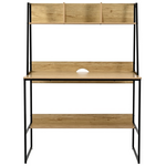 Γραφείο Εργασίας Herbey Pakoworld με Ράφια σε oak Απόχρωση με Πόδι Μαύρο Μέταλλο 100x48x139εκ