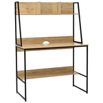 Γραφείο Εργασίας Herbey Pakoworld με Ράφια σε oak Απόχρωση με Πόδι Μαύρο Μέταλλο 100x48x139εκ