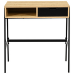 Γραφείο Εργασίας Rezio Pakoworld με Ράφι και Συρτάρι σε oak Απόχρωση με Πόδι Μαύρο Μέταλλο 75x45x76εκ