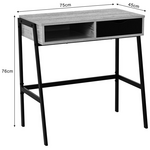 Γραφείο Εργασίας Rezio Pakoworld με Ράφι και Συρτάρι σε oak Απόχρωση με Πόδι Μαύρο Μέταλλο 75x45x76εκ