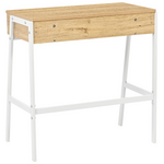 Γραφείο Εργασίας Rezio Pakoworld με Ράφι και Συρτάρι σε oak-Λευκή Απόχρωση με Πόδι Μαύρο Μέταλλο 75x45x76εκ