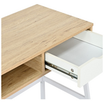 Γραφείο Εργασίας Rezio Pakoworld με Ράφι και Συρτάρι σε oak-Λευκή Απόχρωση με Πόδι Μαύρο Μέταλλο 75x45x76εκ