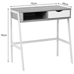 Γραφείο Εργασίας Rezio Pakoworld με Ράφι και Συρτάρι σε oak-Λευκή Απόχρωση με Πόδι Μαύρο Μέταλλο 75x45x76εκ