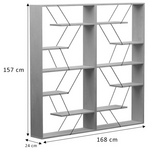 Βιβλιοθήκη Tars Pakoworld Γκρι-Λευκό 168x24x157εκ