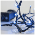 Σειρα, 240 led 3mm, 31v, 8 Προγραμματα, Μετασχηματιστη με Μνημη, Προεκταση Παροχης 300cm, Πρασινο Καλωδιο, Μπλε Led,ανα 5cm,ιρ44