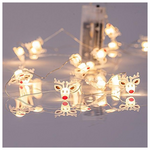 Σειρα, 20 Mini Led, με Ακρυλικους Ταρανδους 2,2cm, Μπαταριας 2xaa, Ασημι Χαλκινο Καλωδιο, Θερμο Λευκο Led, ανα 10cm, Προεκταση Παροχης 30cm, Ip20