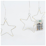 Κουρτινα, 184 Mini Led, με 8 Μεταλλικα Αστερια 12cm, Μπαταριας, με Χρονοδιακοπτη, Διαφανο Καλωδιο, day Light Led, 155x175cm, Προεκταση Παροχης 50cm, Ip44