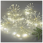 Μπουκετακια 120 Mini Led, με Μετασχηματιστη, 6 Μπουκετα x 20 Led, Ασημι Χαλκος, Θερμο Λευκο Led, Αποσταση Μπουκετων  30cm, Προεκταση Παροχης 3m, Ip44