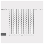 Κουρτινα, 360 led 3mm, 36v, Επεκταση ωσ 3, με Μετασχηματιστη, Προεκταση Παροχης 300cm, Διαφανο Καλωδιο, Λευκο Led, 200x200cm,ιρ44
