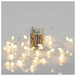 Σειρα, 40 Mini Led, με Πλαστικα Αστερια, Μπαταριας 3xaa, Timer, Θερμο Λευκο Led, ανα 3,5cm, Προεκταση Παροχης 50cm, Ip20