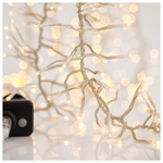 Cluster 1,3m, 144 led 3mm, 31v Μετασχηματιστη, 8 Προγραμματα & Μνημη, Διαφανο pvc Καλωδιο, Θερμο Λευκο Led, Προεκταση Παροχης 3m, Ip44