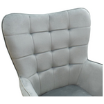 Πολυθρόνα Maddison με Υποπόδιο-Μαξιλάρι Pakoworld Βελούδο Γκρι-Φυσικό 68x72x98εκ