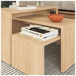 Τραπέζια Σαλονιού Kantar Pakoworld σετ 3τεμ σε Φυσική Απόχρωση 65x30x39εκ