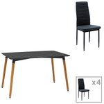 Τραπεζαρία Natali-Parker Pakoworld σετ 5τεμ mdf σε Μαύρη-Φυσική Απόχρωση 120x80x76cm