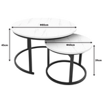 Τραπέζι Σαλονιού Relevon Pakoworld σετ 2τεμ mdf σε Απόχρωση Λευκού Όψης Μαρμάρου 80x80x45εκ