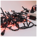 Σειρα, 100 led 5mm με Καπακι, 230v, 3 Επεκτασεις Μεχρι 9 Σετ, Πρασινο Καουτσουκ Καλωδιο, 90 Κοκκινα led + 10 Θερμα Λευκα Flash Led, ana 10cm, Προεκταση Παροχης 1,5m, Ip65