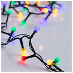 Σειρα, 300 led 3mm, με Πολυχρωμες Μπαλιτσες 0,9cm, 31v Μετασχηματιστη, 8 Προγραμματα & Μνημη, Πρασινο pvc Καλωδιο, Πολυχρωμο Led, ανα 3cm, Προεκταση Παροχης 3m, Ip44