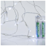 Σειρα Μπαταριας, 20 led 5mm, με Χρονοδιακοπτη, Προεκταση Παροχης 50cm, Διαφανο Καλωδιο, Λευκο Led, ανα 10cm, Ip20