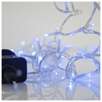Σειρα, 100 led 3mm, 31v, 8 Προγραμματα,μετασχηματιστη με Μνημη, Προεκταση Παροχης 300cm, Διαφανο Καλωδιο, Μπλε Led, ανα 5cm, Ιρ44