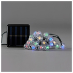Σειρα, 80 led 5mm με Ακρυλικες Μπαλες 1,8cm, Ηλιακο Συλλεκτη με Αισθητηρα Φωτος, 8 M/f, Πρασινο pvc Καλωδιο, Πολυχρωμο Led, ana 10cm, Προεκταση Παροχης 1m, Ip44