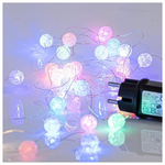 Σειρα, 100 Mini led 2cm, 4.5v, με Ακρυλικες Μπαλιτσες 2cm, με Μετασχηματιστη, Προεκταση Παροχης 300cm, Ασημι Χαλκος, Οpal led ανα 5cm, Ip44