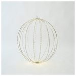 Ασημι Μεταλλικη Μπαλα Φωτιζομενη 60cm, 480 Mini Led, Σταθερος Μετασχηματιστης, Ασημι Χαλκινο Καλωδιο, Θερμο Λευκο Led, Προεκταση Παροχης 3m, Ip44