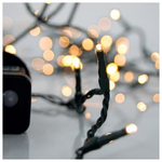 Σειρα, 500 led 3mm, 31v, 8 Προγραμματα & Μνημη, με Μετασχηματιστη, Προεκταση Παροχης 300cm, Πρασινο Καλωδιο, Θερμο Λευκο Led,ανα 5cm,ιρ44