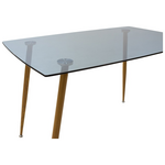 Τραπεζαρία Chloe-Parker Pakoworld σετ 5τεμ Γυάλινο σε Ανθρακί-Φυσική Απόχρωση 120x70x75εκ