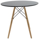 Τραπεζαρία Julita-Caron Pakoworld σετ 5τεμ mdf σε Μαύρη-Φυσική Απόχρωση Φ80x76εκ