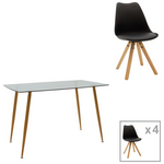 Τραπεζαρία Chloe-Caron Pakoworld σετ 5τεμ σε Ανθρακί-Μαύρη Απόχρωση 120x70x75εκ