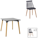 Τραπεζαρία Natali-Aurora i Pakoworld σετ 3τεμ σε Μαύρη-Φυσική Απόχρωση 80x80x76εκ