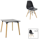 Τραπεζαρία Natali-Julita Pakoworld σετ 3τεμ mdf Μαύρο-Πόδια Φυσικό 80x80x76εκ