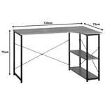 Γωνιακό Γραφέιο Merlin Pakoworld Δεξιά Γωνία σε oak Απόχρωση με Μαύρο Μέταλλο 120x73x75εκ