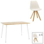 Τραπεζαρία Cuba-Caron Pakoworld σετ 5τεμ Sonoma-Λευκό 120x80x75εκ