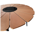 Τραπέζι Pinap Pakoworld Μαύρο Αλουμίνιο και Plywood σε Φυσική Απόχρωση Φ110x74εκ