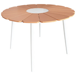 Τραπέζι Pinap Pakoworld Λευκό Αλουμίνιο και Plywood σε Φυσική Απόχρωση Φ110x74εκ