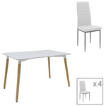 Τραπεζαρία Natali-Parker Pakoworld σετ 5τεμ mdf Λευκό-Πόδια Φυσικό 120x80x76εκ