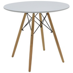 Τραπεζαρία Julita-Parker Pakoworld σετ 5τεμ mdf Λευκό-Πόδια Φυσικό Φ80x73εκ