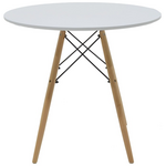 Τραπεζαρία Julita-Parker Pakoworld σετ 5τεμ mdf Λευκό-Πόδια Φυσικό Φ80x73εκ