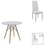 Τραπεζαρία Julita-Parker Pakoworld σετ 5τεμ mdf Λευκό-Πόδια Φυσικό Φ80x73εκ