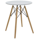 Τραπεζαρία Julita-Caron Pakoworld σετ 3τεμ mdf Λευκό-Πόδια σε Φυσική Απόχρωση Φ60x73εκ