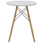 Τραπεζαρία Julita-Caron Pakoworld σετ 3τεμ mdf Λευκό-Πόδια σε Φυσική Απόχρωση Φ60x73εκ