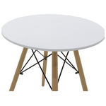 Τραπεζαρία Julita-Caron Pakoworld σετ 3τεμ mdf Λευκό-Πόδια σε Φυσική Απόχρωση Φ60x73εκ