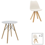 Τραπεζαρία Julita-Caron Pakoworld σετ 3τεμ mdf Λευκό-Πόδια σε Φυσική Απόχρωση Φ60x73εκ